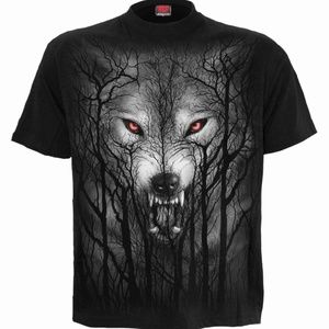 Forest wolf gothic mens short sleeve graphic shirt